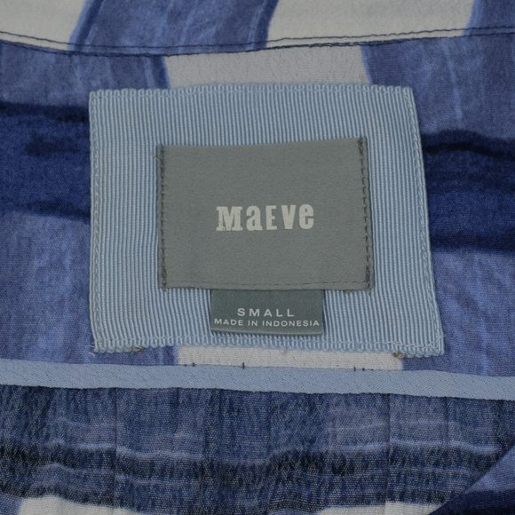 Maeve Anthropologie Chiffon Blue White Painterly P - Picture 12 of 13